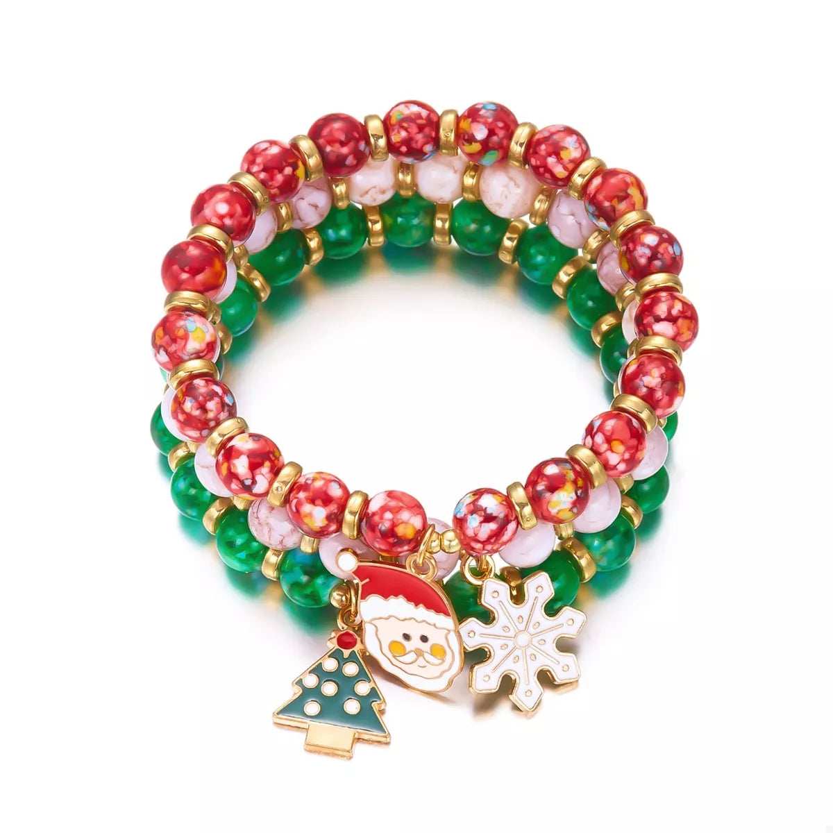 3 Piece Christmas Charm Beaded Bracelet - Image 7