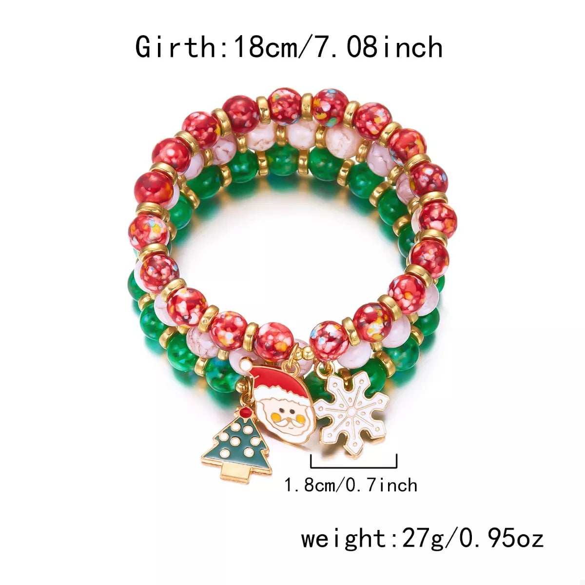 3 Piece Christmas Charm Beaded Bracelet - Image 8