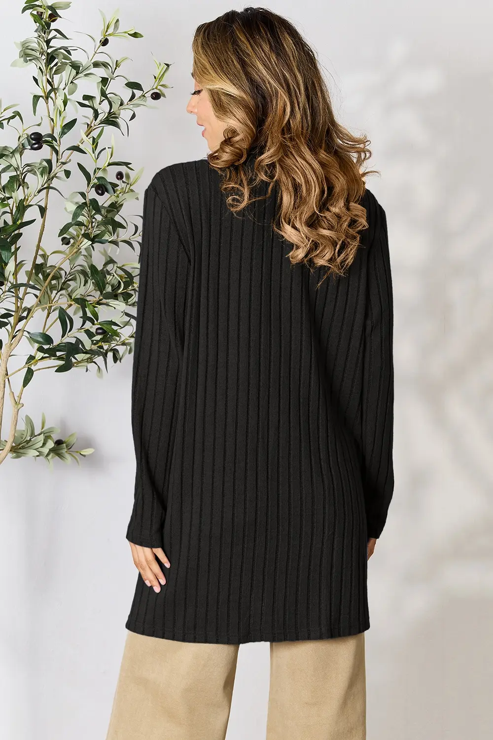 Basic Bae Full Size Ribbed Open Front Cardigan with Pockets - Image 13