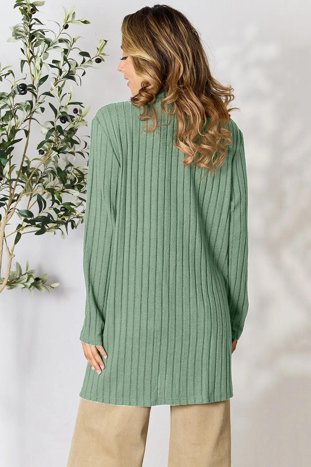 Basic Bae Full Size Ribbed Open Front Cardigan with Pockets - Image 19