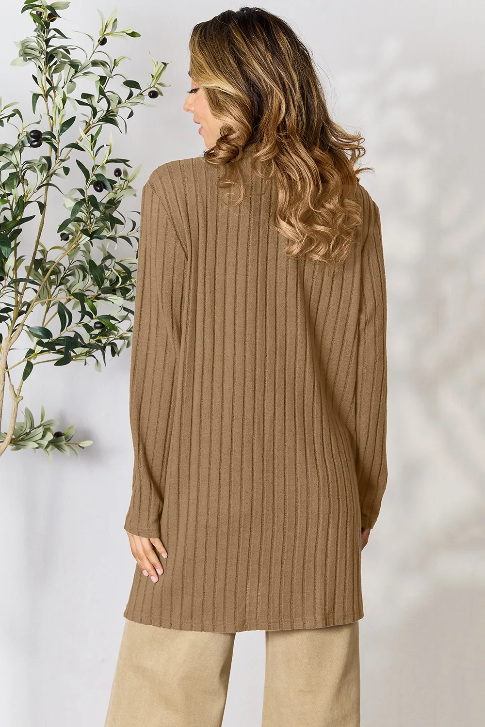 Basic Bae Full Size Ribbed Open Front Cardigan with Pockets - Image 33