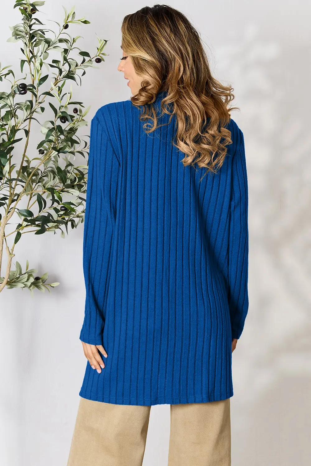 Basic Bae Full Size Ribbed Open Front Cardigan with Pockets - Image 6