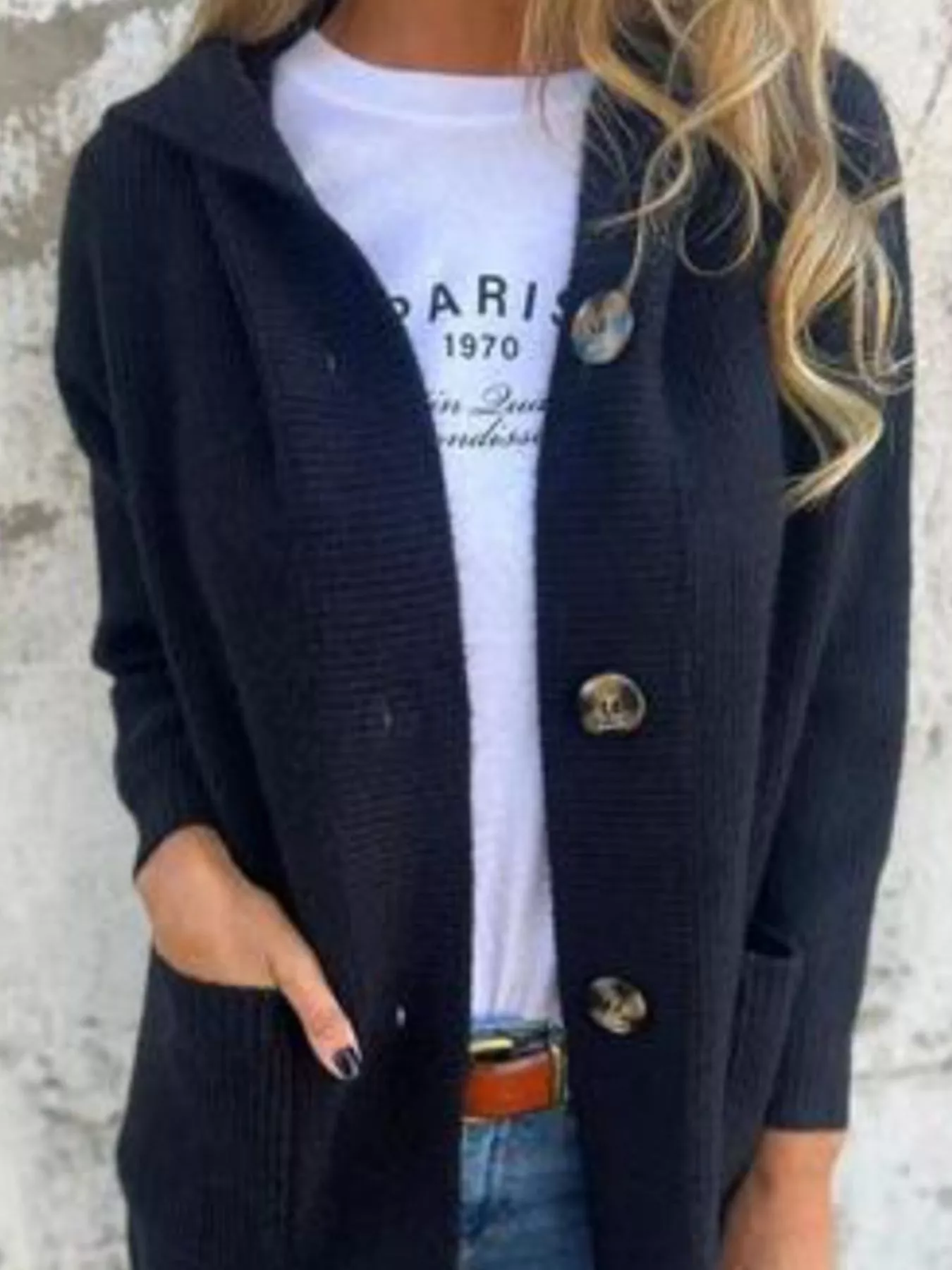 Full Size Button-Down Hooded Cardigan Plus Size - Image 6