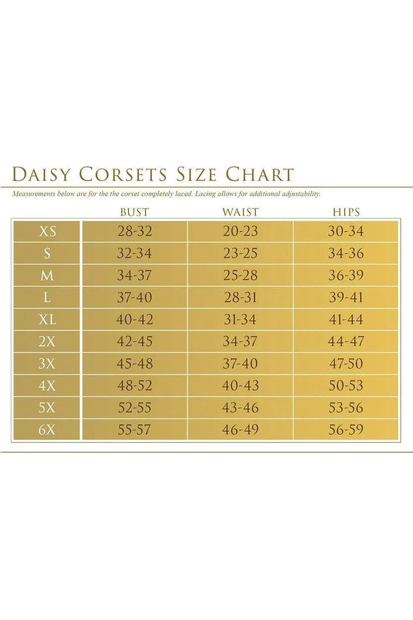 Lavish Red Brocade Overbust Corset W/Busk Closure - Image 15