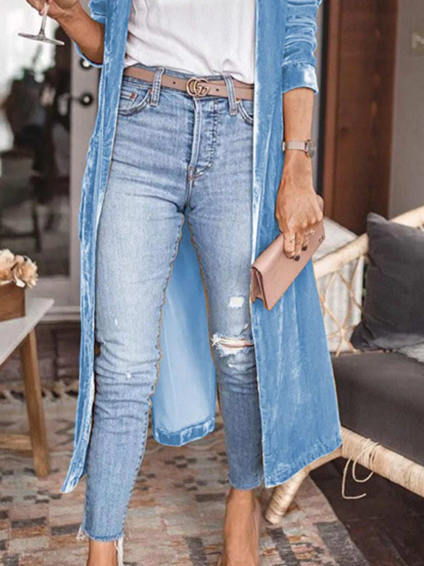 Open Front Long Sleeve Longline Cardigan - Image 19