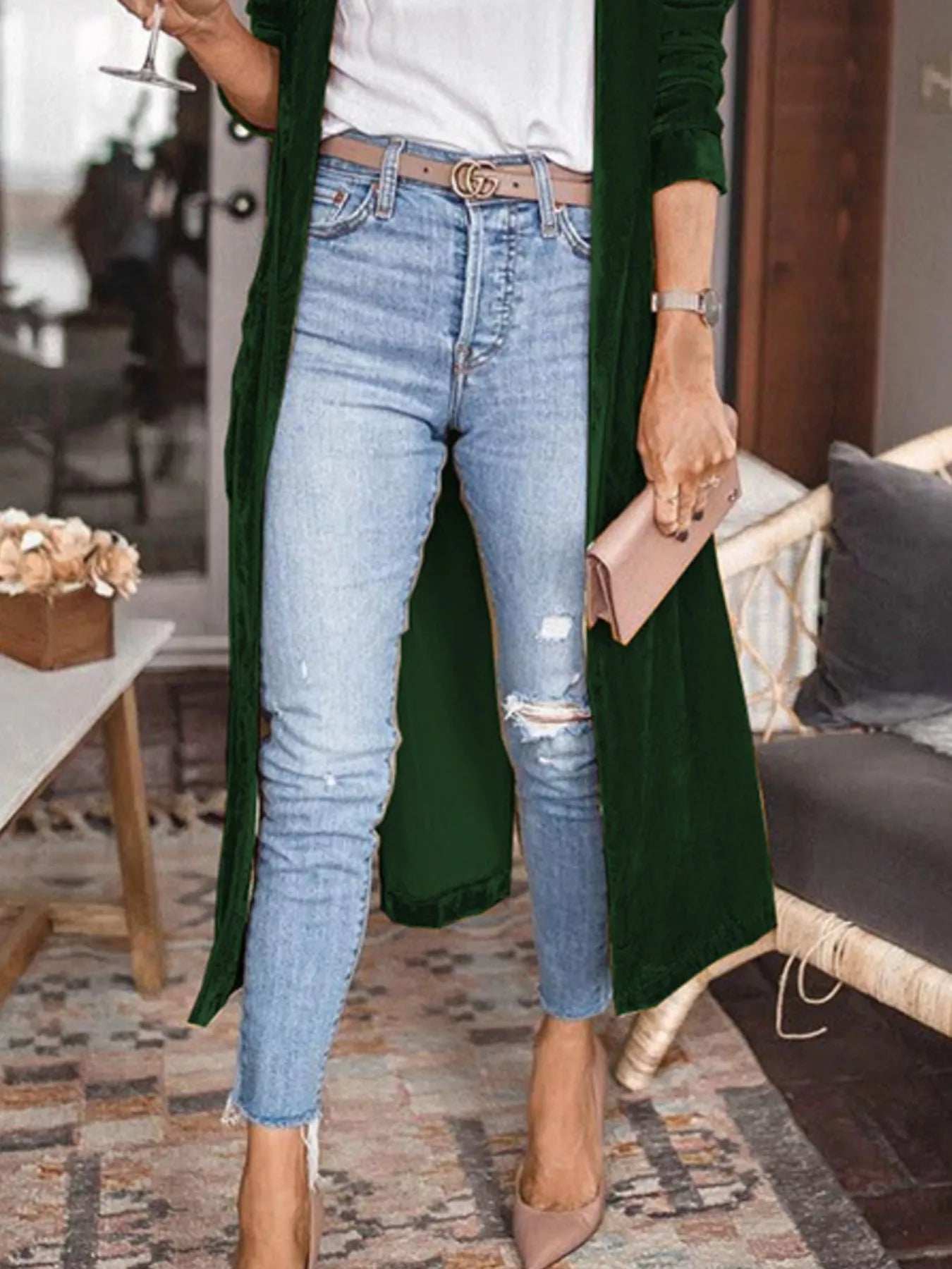 Open Front Long Sleeve Longline Cardigan - Image 22