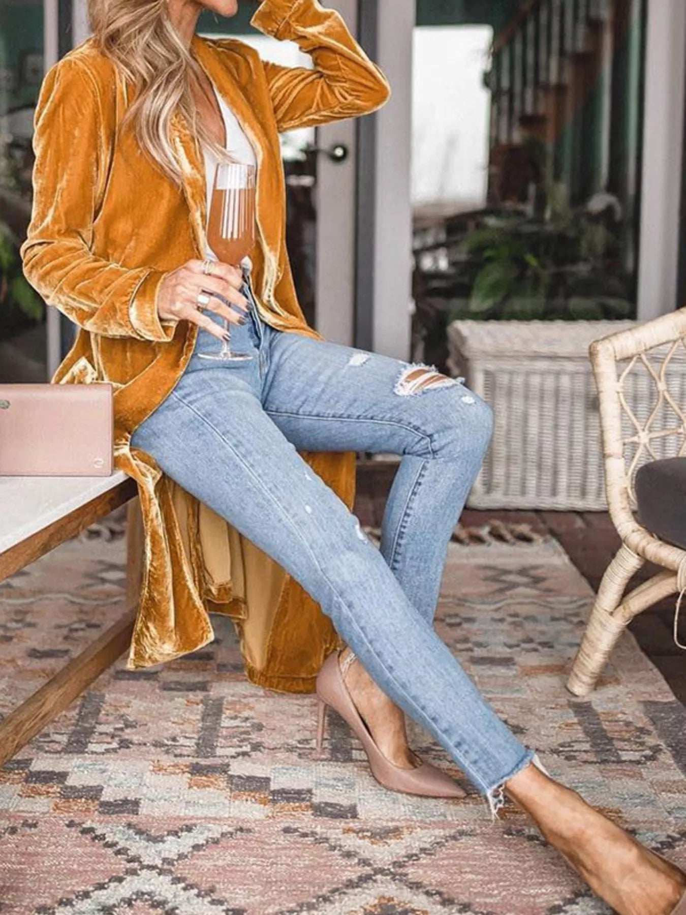 Open Front Long Sleeve Longline Cardigan - Image 4