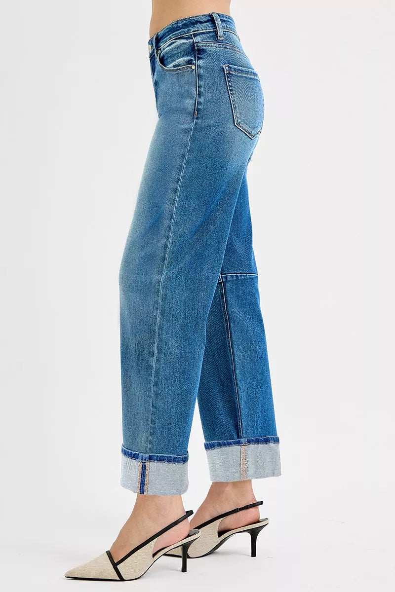 RISEN Slouchy Crop Barrel Cuffed Jeans - Image 4