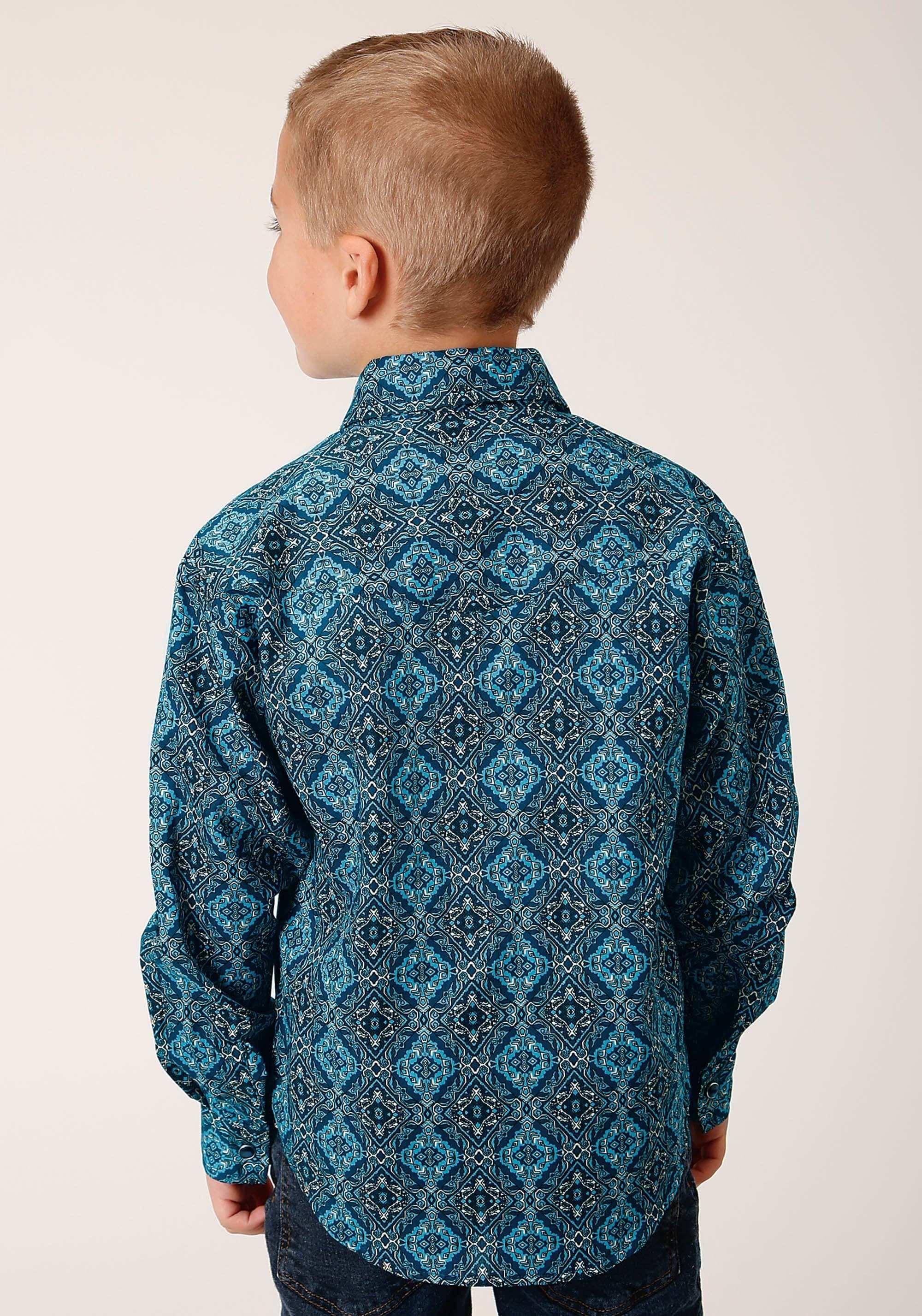 Roper Boys Long Sleeve Snap Gothic Medallion Western Shirt - Image 3