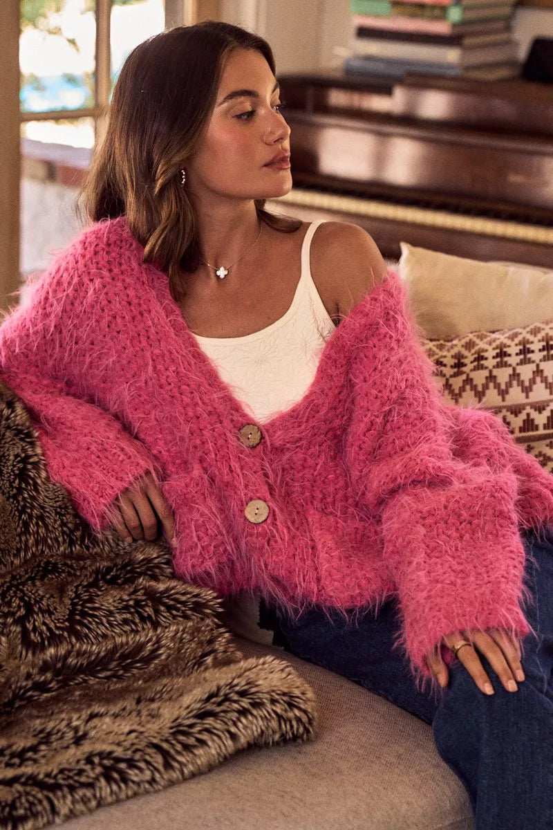 SO ME Soft Touch Hairy Loose Fit Cozy Sweater Cardigan - Image 3