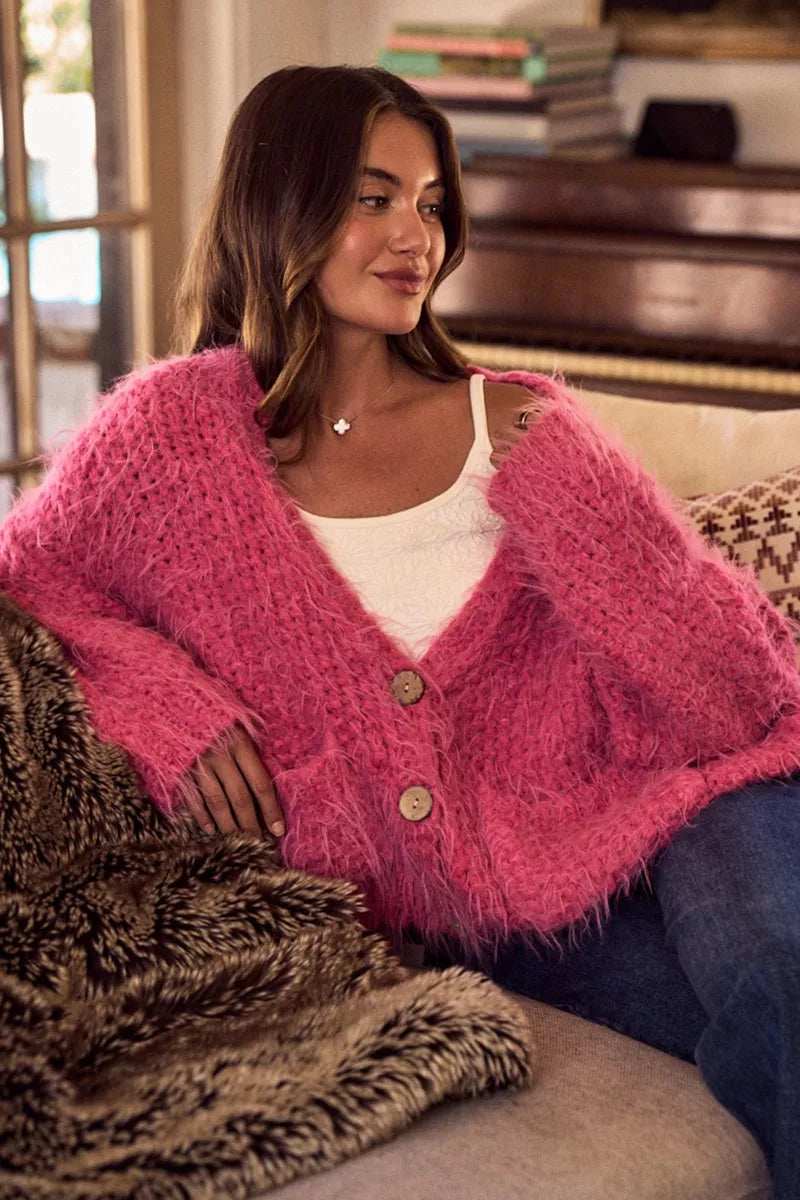 SO ME Soft Touch Hairy Loose Fit Cozy Sweater Cardigan - Image 6